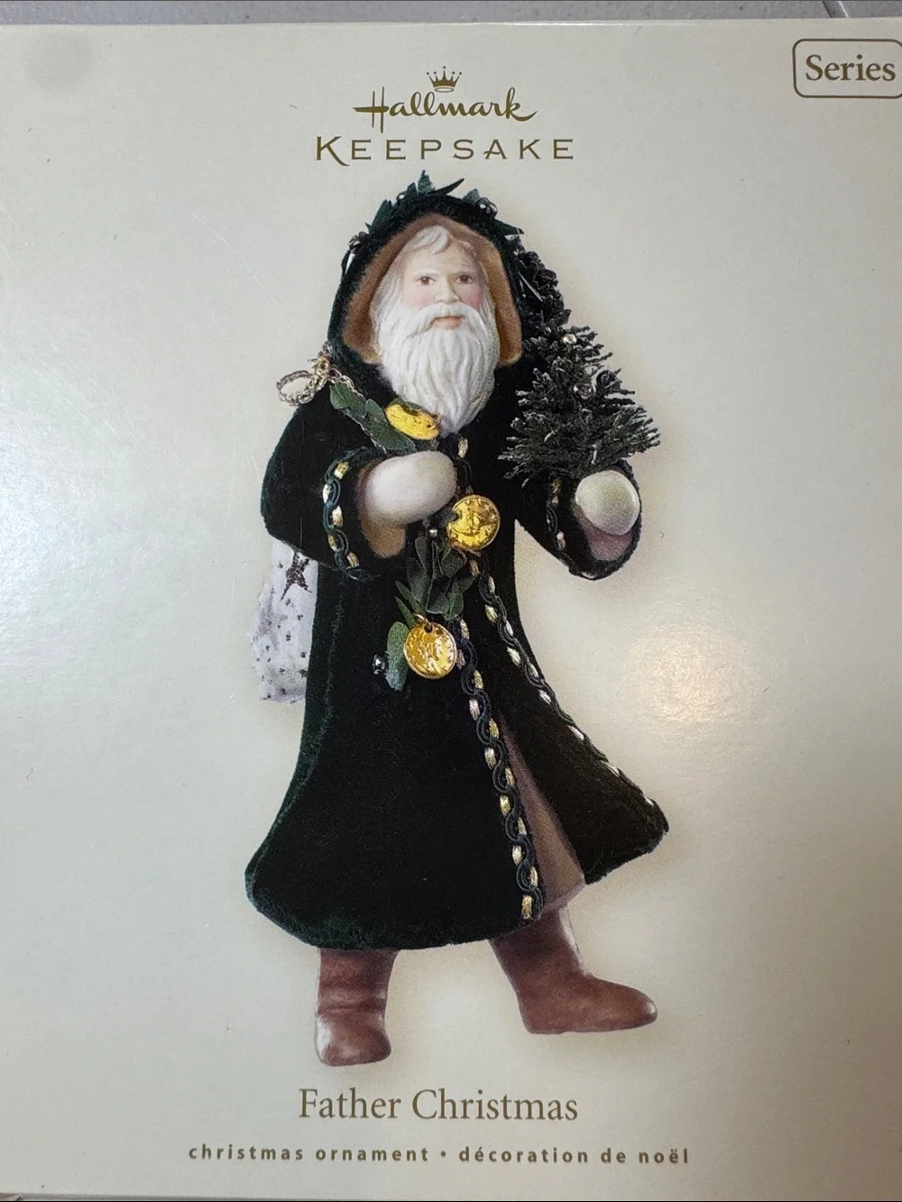 Hallmark Father Christmas Ornament in Dark Green and Brown